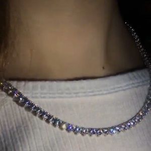 18K White Gold Plated CZ Classic Tennis Necklace